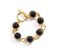 XAGMODSHN Perle rotative contemporaine noire avec mécanisme OT en acier inoxydable de qualité supérieure, bijoux simples et élégants pour un usage quotidien Perle en verre noir OT