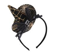 XAGMODSHN Petit chapeau de sorcière pour Halloween, fêtes costumées avec bordure en dentelle et ruban nœud papillon accessoire de tête de sorcière en dentelle