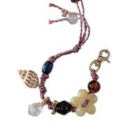 XAGMODSHN Porte-clés De Bracelets Tissés À La Main en Perles De Fleur De Coquille Réglable pour Femmes Et Hommes Bijoux À La Mode
