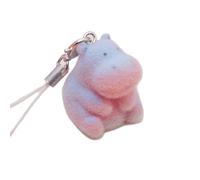 XAGMODSHN Porte-clés en résine veloutée en forme d'animal léger avec breloque de téléphone élégante pour sac, décoration cadeau en résine avec flocage, Hippopotame assis, M
