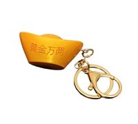 XAGMODSHN Porte-clés porte-bonheur en caoutchouc pour décoration du Nouvel An - Pour sac, voiture, maison, Yuanbao doré, taille unique
