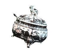 XAGMODSHN Pot à sucre contemporain en alliage avec couvercle en forme d'éléphant bols et cuillère ensemble grande capacité récipient à sucre en alliage texture alliage sucrier