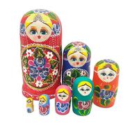 XAGMODSHN Poupées Gigognes Russes Culturelles 7 Pièces Peintes À La Main Art Populaire Jouet Éducatif en Bois Conte Interactif Jouet Parent-Enfant