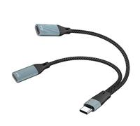 XAGMODSHN Répartiteur De Type USB C en Aluminium Moyeux À 2 Ports pour Tablettes D'ordinateur Synchronisation des Données De Chargement avec Cordon Tressé en Nylon Conception Répartiteur USB