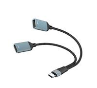 XAGMODSHN Répartiteur De Type USB C en Aluminium Moyeux À 2 Ports pour Tablettes D'ordinateur Synchronisation des Données De Chargement avec Cordon Tressé en Nylon Conception Répartiteur USB