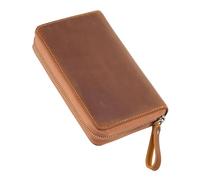 XAGMODSHN Sac de rangement permanent en cuir de vachette pour stylos mettant en évidence la texture naturelle du cheval sauvage pour les apprenants, les spécialistes et les voyages, marron