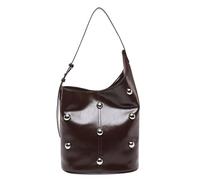 XAGMODSHN Sac seau multifonction pour femme avec motifs cloutés et bandoulière réglable, rivets et perles, grand sac à main sous les aisselles en cuir synthétique, Couleur café., One Size