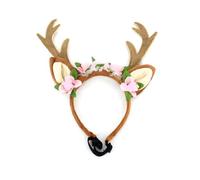 XAGMODSHN Serre-tête de renne pour Halloween, fête espiègle pour prendre des photos, bandeau pour animal domestique avec sangle de cou réglable