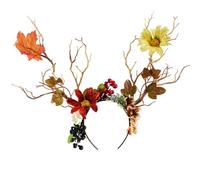 XAGMODSHN Serre-tête d'Halloween avec corne de diable Dark Series - Branche de fleurs - Accessoire de fête à thème - Bandeau pour festival de musique