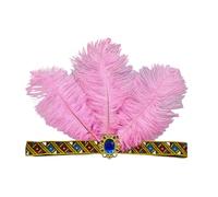 XAGMODSHN Serre-tête élastique surdimensionné à plumes et cristaux pour bal masqué