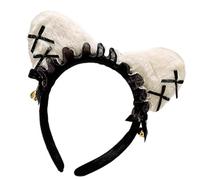 XAGMODSHN Serre-tête en dentelle avec oreilles de chat et nœud papillon pour femme - Accessoire de costume pour bal masqué - Bandeau confortable