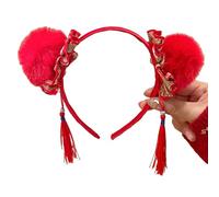 XAGMODSHN Serre-tête en fourrure pour fête du Nouvel An chinois 2025 - Accessoire de fête pour les vacances, les réunions et les pompons
