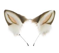 XAGMODSHN Serre-tête fait à la main avec oreilles de loup pour Halloween, Thanksgiving, fête costumée