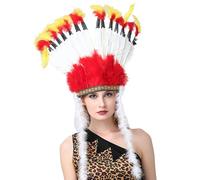 XAGMODSHN Serre-tête indien pour carnavals, fête, FatTuesday, bandeau à plumes pour scène, célébration culturelle, fête à thème