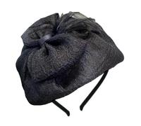 XAGMODSHN Serre-tête tête de mort avec nœud papillon français en tulle demi-chapeau fin pour femme Teaparty couverture de cheveux formelle décoration de cheveux