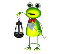 XAGMODSHN Statues de grenouille de jardin décoration extérieure en fer solaire statue de jardin LED décoration de jardin coupe-vent lampe ornements sculpture animal avec lumière LED