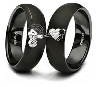 XAHH Bague de couple Spiderman super-héros pour elle et lui Forever Together Cœur Amoureux Bague d'anniversaire Promesse Alliance Alliance en acier inoxydable Noir, 11, Métal, Pas de pierre précieuse