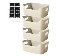 XAHMBSS 4 Boîtes de Rangement avec Poignée,Panier de Rangement à Façade Basse,Boîte de Rangement En Plastique pour Cuisine Et Salle de Bain,pour éTagères Et Armoires (Blanc)