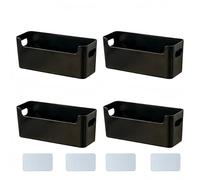XAHMBSS 4 Boîtes de Rangement avec Poignée,Panier de Rangement à Façade Basse,Boîte de Rangement En Plastique pour Cuisine Et Salle de Bain,pour éTagères Et Armoires (Noir étroit)