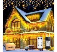Xahpower 300 LED Guirlande Lumineuse, 8 m Lumières de Noël en Forme de Glaçon Cascade, 8 Modes, 4 Régler la Luminosité, Éclairage de Noël pour Mariage, Fenêtre, Jardin