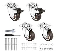 Xahpower Lot de 4 roulettes pour Meubles 50mm, roulettes Pivotantes avec 2 Frein, Capacité de Charge 140 kg, Roue Meuble pour Tables, Armoires, Supports à Fleurs, Chariot, Palettes (50 mm)