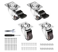 Xahpower Lot de 4 Roulettes pour Meubles, Roulettes Pivotantes avec 2 Frein, Roue Meuble pour Tables, Armoires, Supports à Fleurs, Coiffeuses (25 mm)