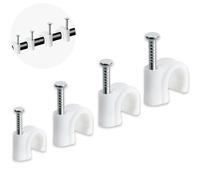 Xahpower Lot de 400 Clips Cable, 4 Tailles (4 mm/6 mm/8 mm/10 mm), Fixation Câble Électrique Ronds Blancs, Attache Câble pour Câbles D'alimentation, USB, Câbles Ethernet