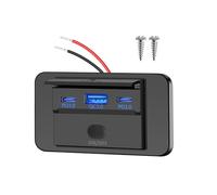 Xahpower Prise USB 12 V pour camping-car, chargeur de voiture double port PD3.0 C 30 W et QC3.0 18 W avec interrupteur ON/OFF, panneau d'alimentation pour marine, caravane, camion, bus