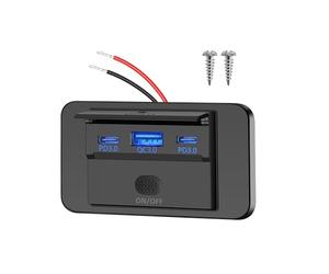 Xahpower Prise USB 12 V pour camping-car, chargeur de voiture double port PD3.0 C 30 W et QC3.0 18 W avec interrupteur ON/OFF, panneau d'alimentation pour marine, caravane, camion, bus