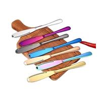 Xailry Coupe-fromage 2 en 1 en acier inoxydable avec trou pour râpe à fromage, dessert, confiture, outil de cuisine (bleu)