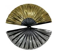 XAIODRAGONSKY Éventail pliable holographique avec inscription « Boots on the Ground » - Grand éventail pliable - Couleurs laser