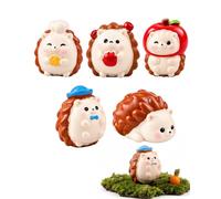 XALFST Figurine de Décoration d'Automne Hérisson, Lot de 5 Miniatures, Déco Intérieur Extérieur Table Jardin, Idée Cadeau Cosy Fête de la Moisson pour Maison Animale