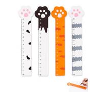 XALFST Lot de 4 Règles Legami Chat, 15 cm | Marquages Précis & Base Anti-Roulement | Plastique Durable pour Fournitures Scolaires, Tracé Exact Et Organisation ludique
