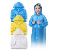 XALFST Poncho Pluie Enfants Lot de 3, Kway Imperméable Réutilisable, Cape Légère avec Capuche Compatible Sac à Dos, Adaptée pour École et Plein Air
