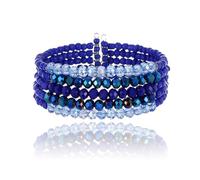 Xalroco Bracelet manchette en perles de cristal pour femme tendance délicat à superposer - Bracelet à grosses perles pour femme - Bijoux bohème multicolores pour femme - Cadeau d'anniversaire, Medium