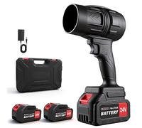 Xamanabu Souffleur de feuilles sans fil, 400 000 tr/min, avec 2 batteries 24 V 2400 mAh et chargeur, flux d'air turbo de 130 mph, souffleur de feuilles léger pour terrasse, pelouse, voiture, camping