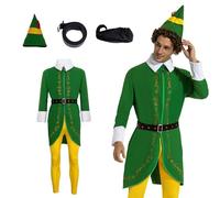 Xambop Deguisement Noel Homme, Deguisement Lutin Adultes Ensemble Complet (M)