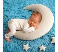 Xanewza Accessoires de photographie pour nouveau-né, coussin de pose en croissant de lune et étoiles, accessoires de photographie pour bébé, accessoires de studio photo pour bébé
