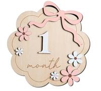 Xanewza Cartes en bois pour bébé de 1 à 12 mois avec des disques en bois nobles - Cartes pour les étapes de grossesse - Cadeau de naissance, fête prénatale pour femme enceinte