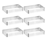 Xanewza Cercle à Tarte Perforé Rectangulaire, Lot de 6 Anneau à Tarte de Pâtisserie, Moule Pâtisserie Rectangulaire en Acier Inoxydable, Perforés pour Gâteaux en Mousse (Rectangulaire)