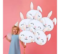 Xanewza Lot de 6 ballons en mylar - Motif lapin de Pâques - Motif tête de Pâques - Pour fête d'anniversaire, ferme, printemps - Blanc