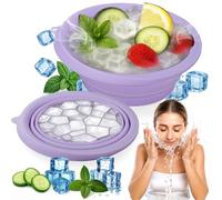 XANGNIER Bol à glace pour le visage avec bac à glace intégré - Bol de bain de glace pliable en silicone pour thérapie plongeante par le froid, raffermissement de la peau et soulagement de l'acné