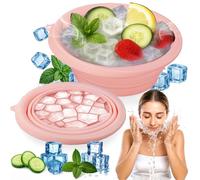 XANGNIER Bol à glace pour le visage avec bac à glace intégré - Bol de bain de glace pliable en silicone pour thérapie plongeante par le froid, raffermissement de la peau et soulagement de l'acné