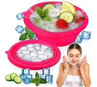 XANGNIER Bol à glace pour le visage avec bac à glace intégré - Bol de bain de glace pliable en silicone pour thérapie plongeante par le froid, raffermissement de la peau et soulagement de l'acné