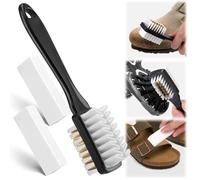 XANGNIER Kit de brosses de nettoyage pour chaussures Birkenstock, 3 pièces pour daim et nubuck avec brosse de nettoyage 2 en 1 et gomme pour sandales Birkenstock Sandales, sabots, semelles en cuir et