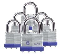 XanHen Lot de 6 cadenas à clés identiques en acier laminé avec anse normale, pour loquet à moraillon, abris de jardin, clôtures, casier de rangement, école, salle de sport