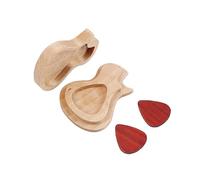 XANHOY Boîte à médiators en bois en forme de guitare avec accessoires pour médiator de guitare, Tel qu'illustré, 6.74*5.3*1.48 cm