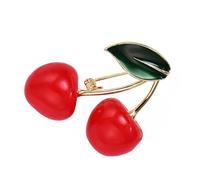 XANHOY Broche en forme de cerises complexes - Broche élégante pour les amateurs de mode et les occasions spéciales, 4.3*3.6cm, Alliage + résine