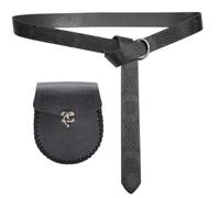 XANHOY Ceinture vintage en cuir synthétique avec poche pour pièces de monnaie - Thème médiéval - Ceinture de déguisement avec motif en relief - Fournitures de cosplay, Noir , # C
