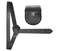 XANHOY Ceinture vintage en cuir synthétique avec poche pour pièces de monnaie - Thème médiéval - Ceinture de déguisement avec motif en relief - Fournitures de cosplay, Noir , # B